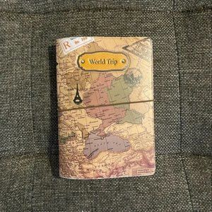 Passport Holder Wallet Sleeve in the World Traveler Map Design in PU Leather